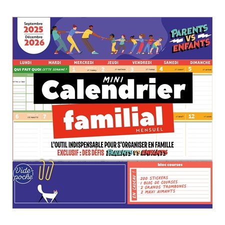 Mini calendrier familial mensuel : L'outil indispensable pour s'organiser en famille : Septembre 2025-décembre 2026