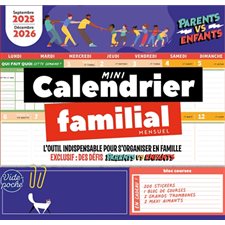 Mini calendrier familial mensuel : L'outil indispensable pour s'organiser en famille : Septembre 2025-décembre 2026