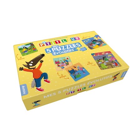 P'tit loup : Mes 5 puzzles évolutifs : 6 pièces; 9 pièces; 12 pièces; 16 pièces : 2 ans et +