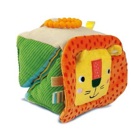Mon ami le lion : Mon livre-cube tout doux : Livre tout doux en forme de cube + rubans et anneaux de dentition