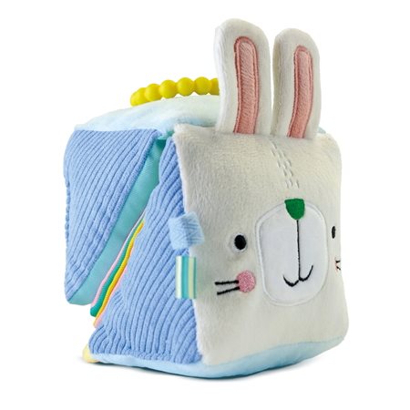 Mon ami le lapin : Mon livre-cube tout doux : Livre tout doux en forme de cube + rubans et anneaux de dentition