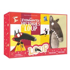 Coffret peluche : Mes étonnantes histoires loup : Le loup que ne voulait plus marcher; qui voulait être un super-héros; qui voulait être heureux