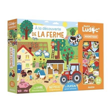 A la découverte de la ferme : A la découverte de : Coffret comprenant 1 livre documentaire; + de 60 pièces magnétiques + 1 plateau géant aimanté : 3-6 ans