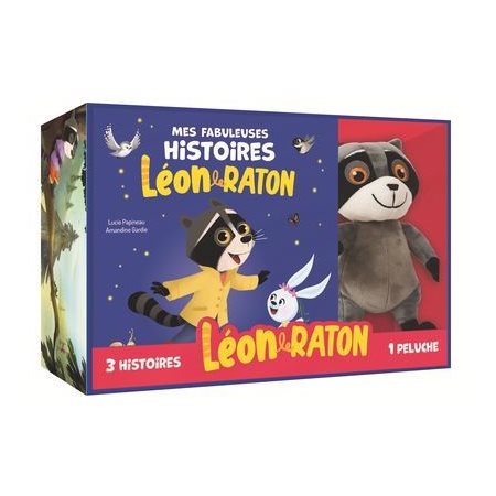 Mon coffret peluche : 3 histoires Léon le raton : Les aventures de Léon le raton : Les amoureux de l'île aux lièvres; camping, guimanves et petits frissons + le trésor du château de glace