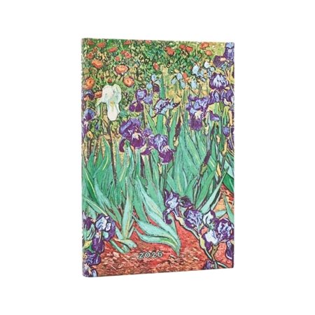 Iris de Van Gogh : Agenda 12 mois 2026 : 1 semaine  /  2 pages : Horizontal : Mini : Couverture rigide