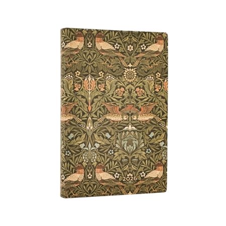 Morris Oiseaux William Morris : Agenda 12 mois 2026 : 1 semaine  /  2 pages : Horizontal : Mini : Couverture rigide