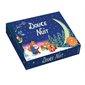 Douce nuit : Un album proposant trois histoires à lire le soir, accompagné de dix décorations phosphorescentes à coller dans la chambre de l'enfant.