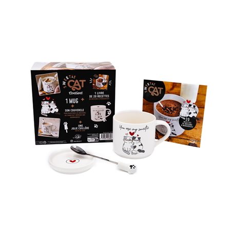 Sweetie cat : 20 recettes de boissons & mignardises : Coffret blanc : Cuisine : 1 mug + 1 couvercle + 1 jolie cuillère + 1 livre de recettes