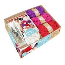 Coffret : Champy crochet : Do it yourself : 4 pelotes de fil chenille; 6 yeux kawaii; 3 porte-clés; 1 aiguille; 1 crochet; ouate de rembourrage + 1 livre