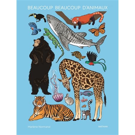 Beaucoup beaucoup d'animaux : Un bestiaire présentant mille animaux classés par famille, des mammifères aux insectes, en passant par les poissons, les oiseaux et les arthropodes.