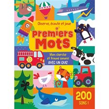 Premiers mots : Observe, écoute et joue : Mon cherche et trouve sonore avec un quiz : Mon cherche et trouve sonore