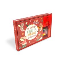 Mon coffret créatif dragons à colorier : Inclus 1 livre de 64 pages; 3 pochoirs + 5 feutres