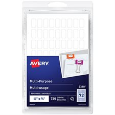 Étiquettes multi-usages autoadhésifs Rectangulaire 3 / 8 x 5 / 8 po (pqt 720)