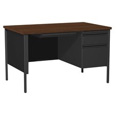 Bureau à caisson simple Fortress 48 x 30 x 29-1 / 2 po H noyer / noir