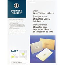 Étiquettes d’adresse transparentes Paquet de 25 feuilles 1 x 2-3 / 4 po. (750)