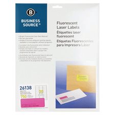Étiquettes fluorescentes 1 x 2-5 / 8 po. Paquet de 750 rose