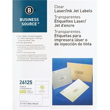 Étiquettes d’adresse transparentes Paquet de 50 feuilles 2 x 4-1 / 4 po. (500)