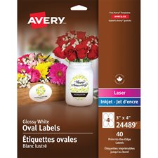 Étiquettes glacées imprimables Ovale 3 x 4 po ( pqt 40)