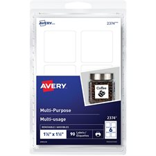 Étiquettes multi-usages autoadhésifs Carré 1-1 / 2 x 1-1 / 2 po (pqt 15)