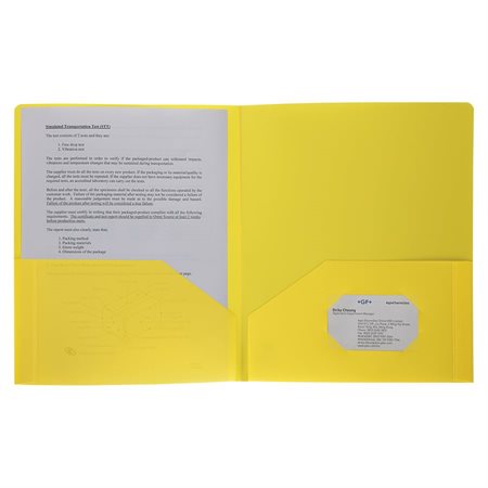 Couverture de présentation en poly jaune