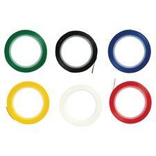 Ruban adhésif en vinyle d'art 6 rouleaux de 1 / 8 x 324 po. blanc, noir, rouge, bleu, vert, jaune