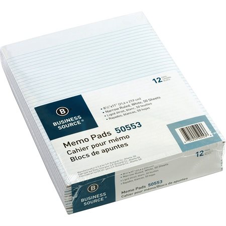 PAD MEMO RLD 8.5X11  WHITE