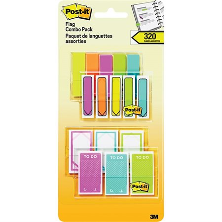 Languettes Post-it® en paquet prime Couleurs assorties et brillantes variées. Paquet de 320