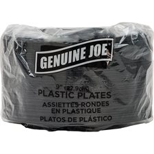 Assiettes rondes en plastique Noir 9 po