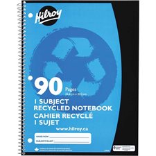 Cahier de notes recyclé 10-1 / 2 x 8 po 90 pages (45 feuilles)