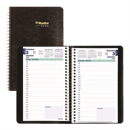 Agenda quotidien (2026) Couverture souple, anglais noir
