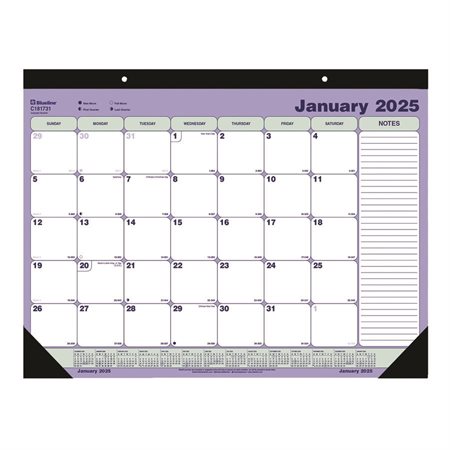 Calendrier sous-main mensuel (2025) 21-1 / 4 x 16 po anglais