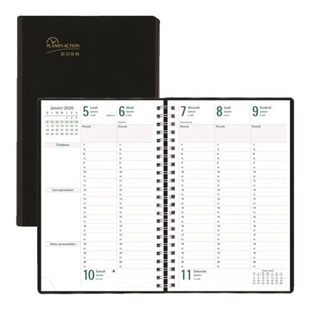 Agenda hebdomadaire 5 jours Planifi-Action® (2026) 9-1 / 16 x 5-7 / 8 po français