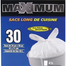 Sac à ordures de cuisine "Maximum" 24 x 28". Boîte de 30.