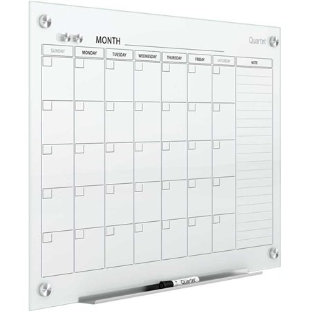 Tableau de calendrier effaçable à sec en verre magnétique Infinity™ 48 x 36 po