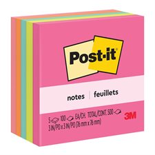 Feuillets Post-it® - collection Peptitude Unis 3 x 3 po (pqt 5)