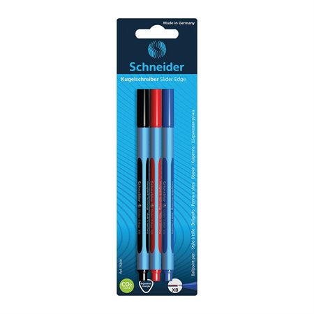 Stylos à bille Slider Edge Paquet de 3 couleurs variées