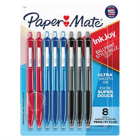 Stylos à bille rétractable InkJoy™ 300 Paquet de 8 couleurs standard variées