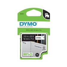 Cartouches D1 pour étiqueteuses Dymo® 12 mm x 7 m - paquet double noir sur blanc