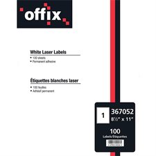 Étiquettes blanches Offix® 8-1 / 2 x 11" (100)