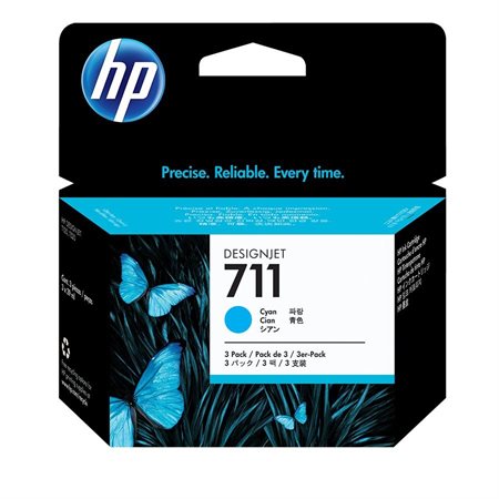 Cartouche jet d’encre HP 711 29 ml, paquet triple cyan