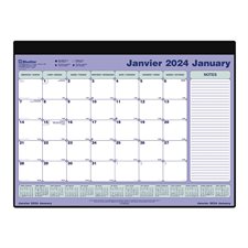 Calendrier sous-main mensuel (2025) Calendrier avec base 24-1 / 4 x 19-1 / 4 po
