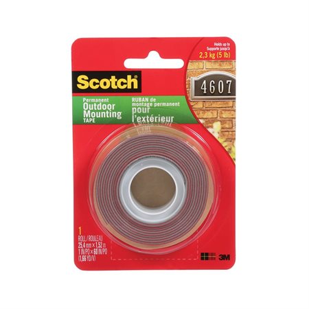 Ruban de montage transparent Scotch® Pour extérieur, jusqu'à 5 lb.