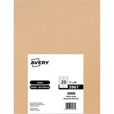 Étiquettes rectangulaires blanches Easy Peel® Boîte de 250 feuilles 4 x 1"  (5000)