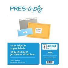 Étiquettes pour imprimante laser, jet d'encre et copieurs 4 x 3-1 / 3" (600)