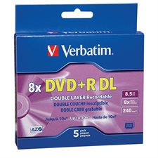 Disque DVD+R imprimable DataLife Plus paquet de 5 (boîtier inclus)