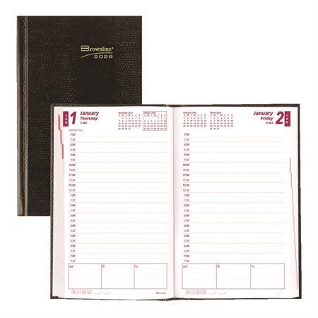 Agenda quotidien (2026) Couverture rigide reliure cousue noir