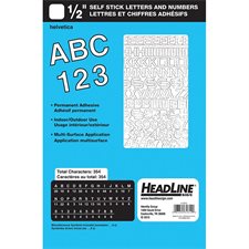 Lettres et chiffres en vinyle Geosign Chiffres blancs, lettres majuscules et minuscules 12 mm (1 / 2")