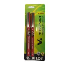 Stylos à bille roulante Hi-Tecpoint V5  /  V7 0,5 mm. Paquet de 2. V5 rouge