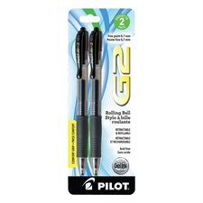 Stylos à bille roulante rétractable G2 0,7 mm. Paquet de 2 noir