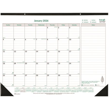 Calendrier sous-main mensuel Ecologix® (2025) anglais